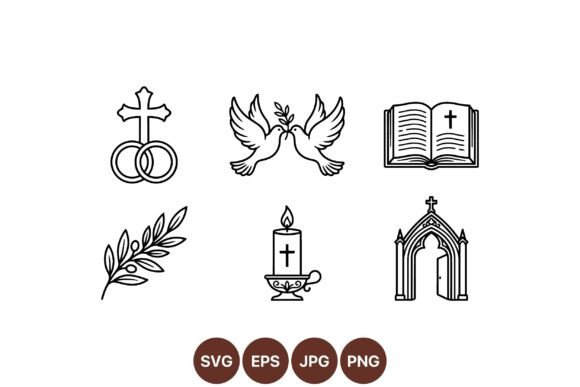 Beautiful Christian Wedding Icons for Meaningful Design Projects