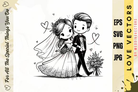 C4989: A Charming Wedding Couple & Love Vectors Design