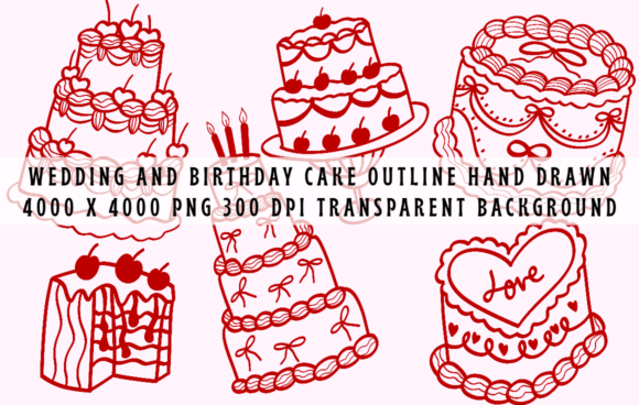 Celebrate Sweet Moments with Hand-Drawn Cake Clipart