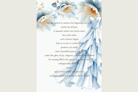 Elegant Blue Floral Wedding Invitation: A Touch of Serene Romance