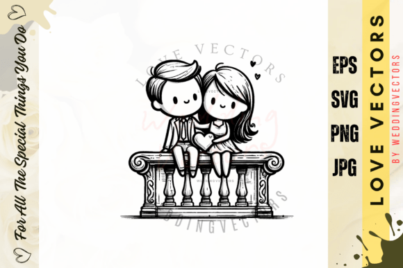 Elegant Simplicity: Wedding Couple & Love Vectors - C714