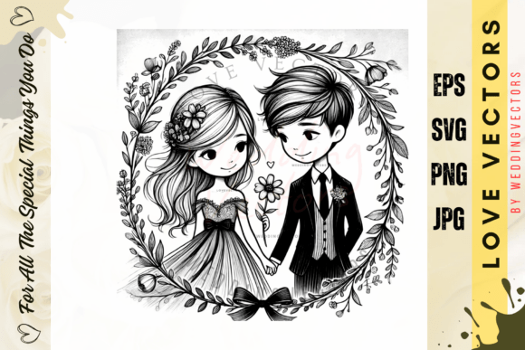 Elevate Your Wedding Designs with C3787 Love Vectors