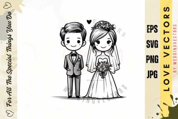 Enchanting Design with Wedding Couple and Love Vectors