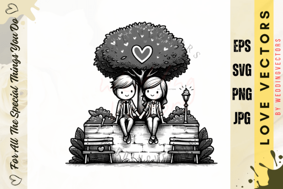Modern Love-Themed Wedding Art: C261 Vector Collection