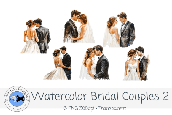 Romantic Watercolor Bridal Couples for Modern Design