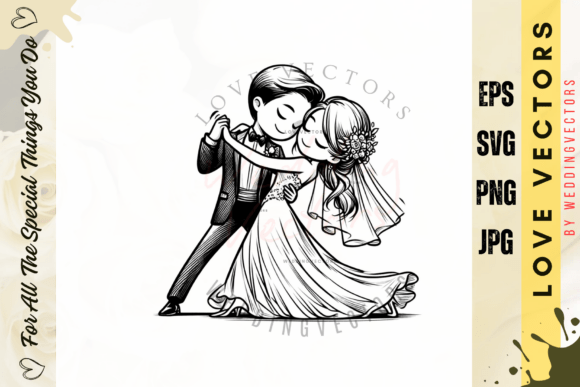 Soft-Hued Romance: Designing with Wedding Couple and Love Vectors - C3133