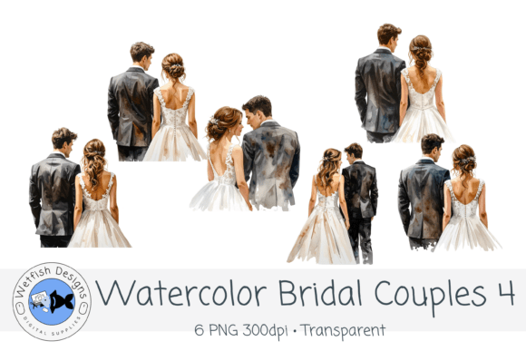Watercolor PNG Wedding Bridal Couples 4: A Designer's Romantic Toolkit