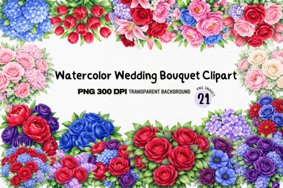 Watercolor Wedding Bouquet Clipart: A Designer's Floral Toolkit