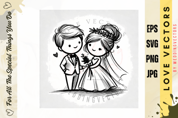 Wedding Couple and Love Vectors - C234: A Modern Romance Graphic Pack