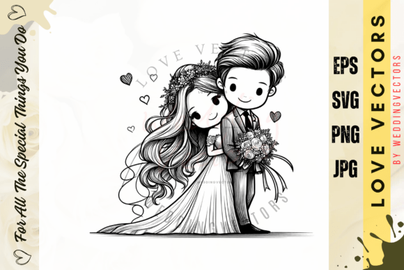 Wedding Couple and Love Vectors - C4908: Minimalist Romance
