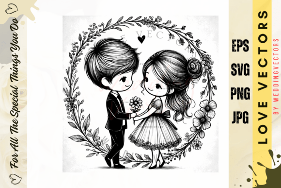 Wedding Couple and Love Vectors - C4982