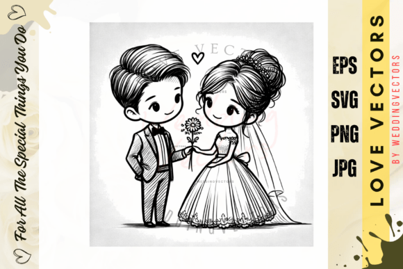 Wedding Couple and Love Vectors - C509: A Designer's Guide to Romantic Assets