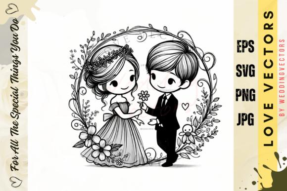 Wedding Couple and Love Vectors - C558
