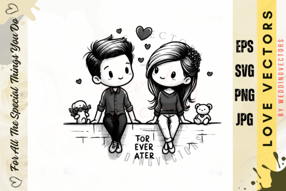 Wedding Couple and Love Vectors: The C3654 Collection